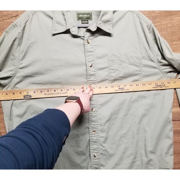 Eddie Bauer Mens XL Long Sleeve Green Button Front Cotton Shirt Gorpcore Outdoor - Picture 10 of 10